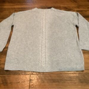 Talbots Cable Knit Sweater Women XL Grey Wool Blend Pull Over Crew Neck NEW